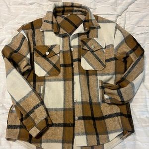 Tan Plaid Shacket